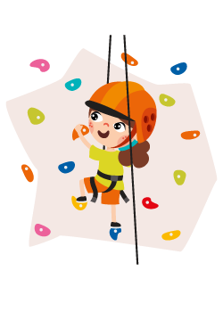vector niña escalando pared